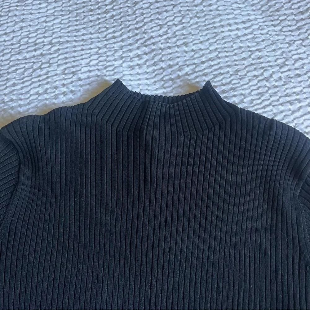 Sweet Rain Ribbed Faux Fur Long Sleeve Tee Women’s Black Size XL